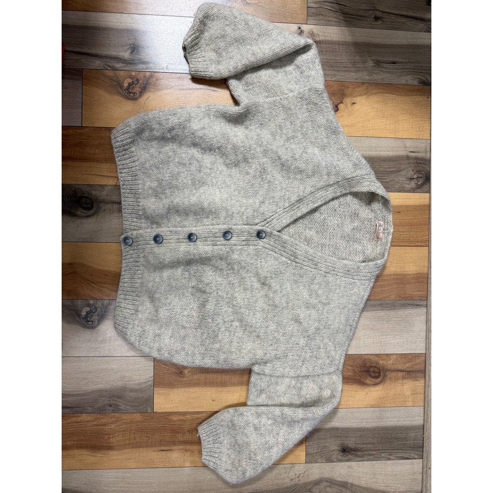 Aika Cardigan Sweater Womens OS Grey Excellent Hand Knitted in Scotland Wool